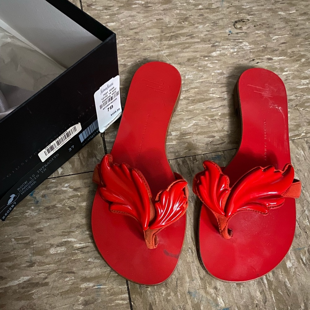 Red authentic Giuseppe Zanotti slides